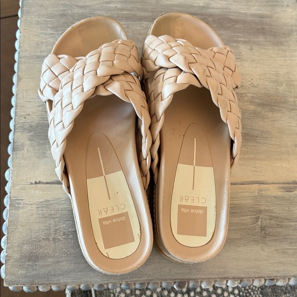 Dolce Vita Wrenly Women's tan / nude color Woven Slide Sandals - Picture 7 of 7